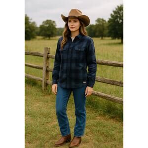 Eddie Bauer Sherpa Lined Flannel Shirt Jacket Plaid M Cottage Farm Barn NWT